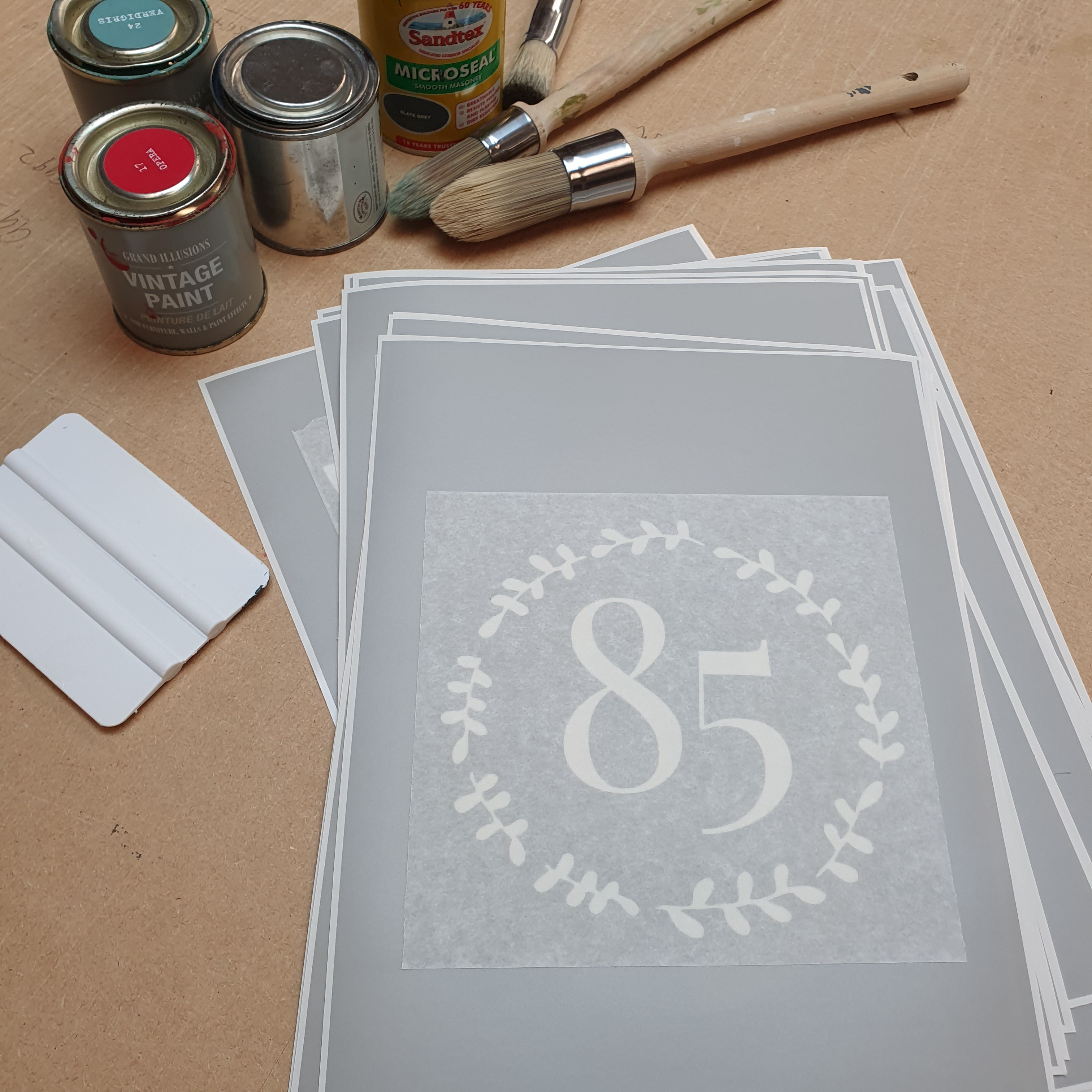 Wreath House Number - Stencil Film