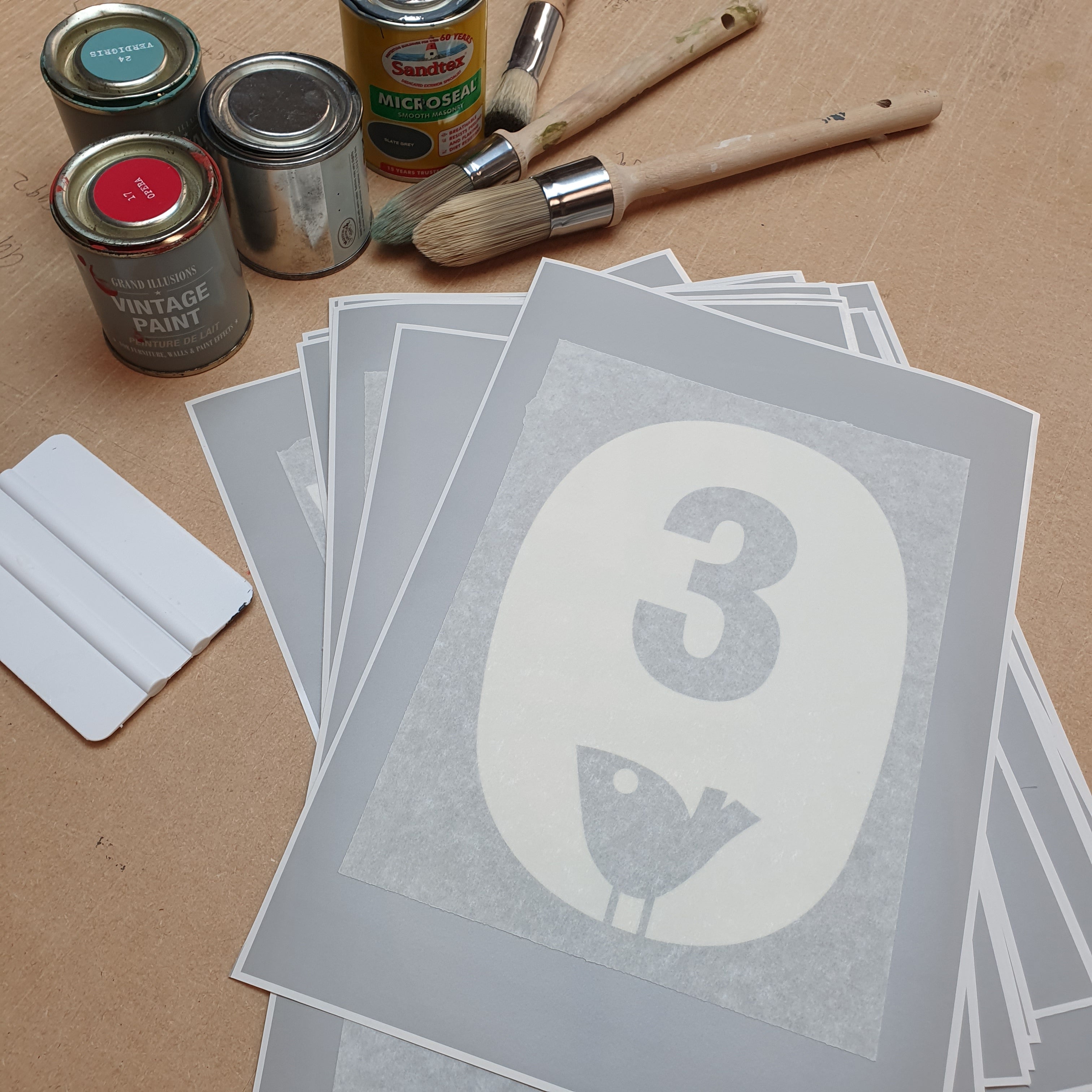 Chirpy Bird Oval House Number - Stencil Film