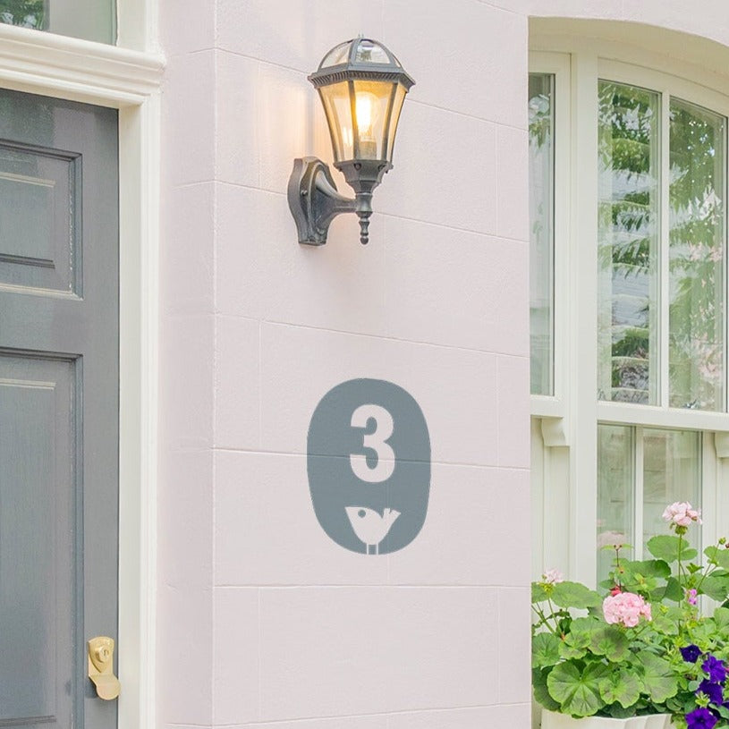 Chirpy Bird Oval House Number - Stencil Film