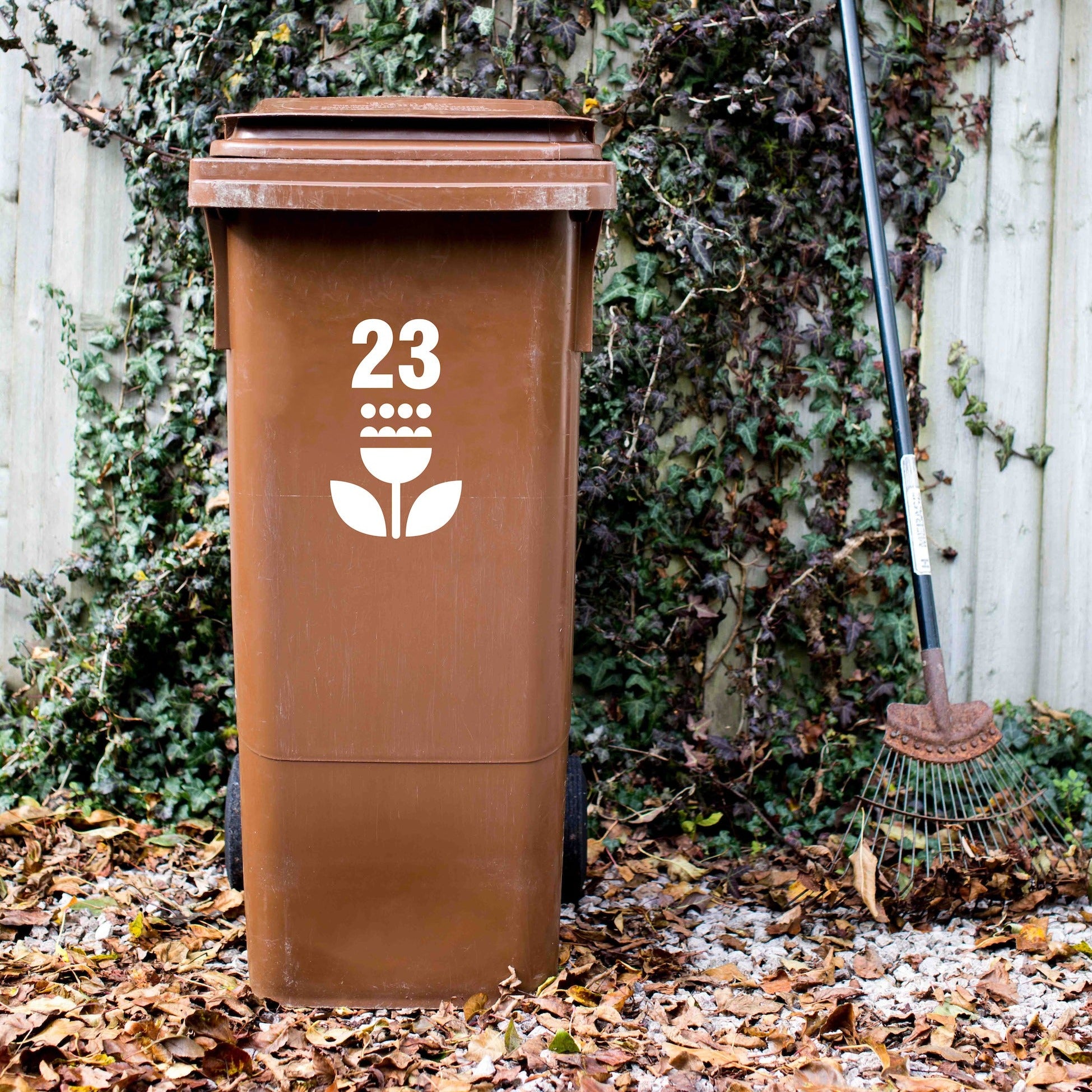 Scandistyle Flower House Number Wheelie Bin Sticker Brume window film