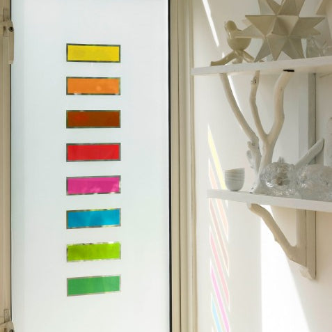 Coloured vertical slats.